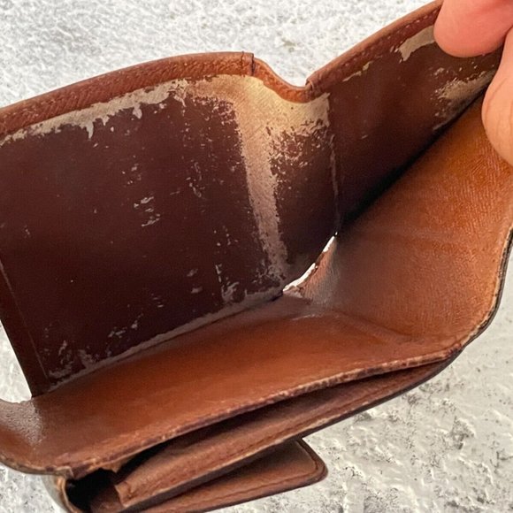 Vintage Louis Vuitton Wallet Card Holder Brown leather Made in France Authentic - Picture 8 of 11
